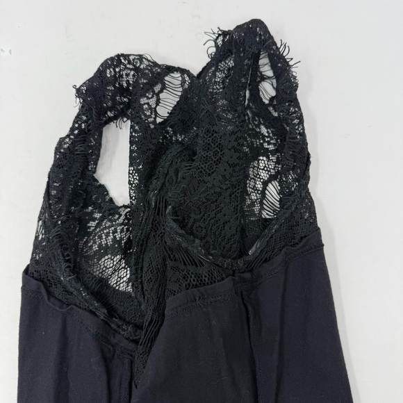 Free People Intimately Black Peekaboo Eyelash Lace Hi-Low Bodycon Lace Dress M - Picture 15 of 16